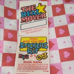Kellogs 1984  Make Your Own Stickers Kit Music Mania 2 Sets #1 Packaging Rare